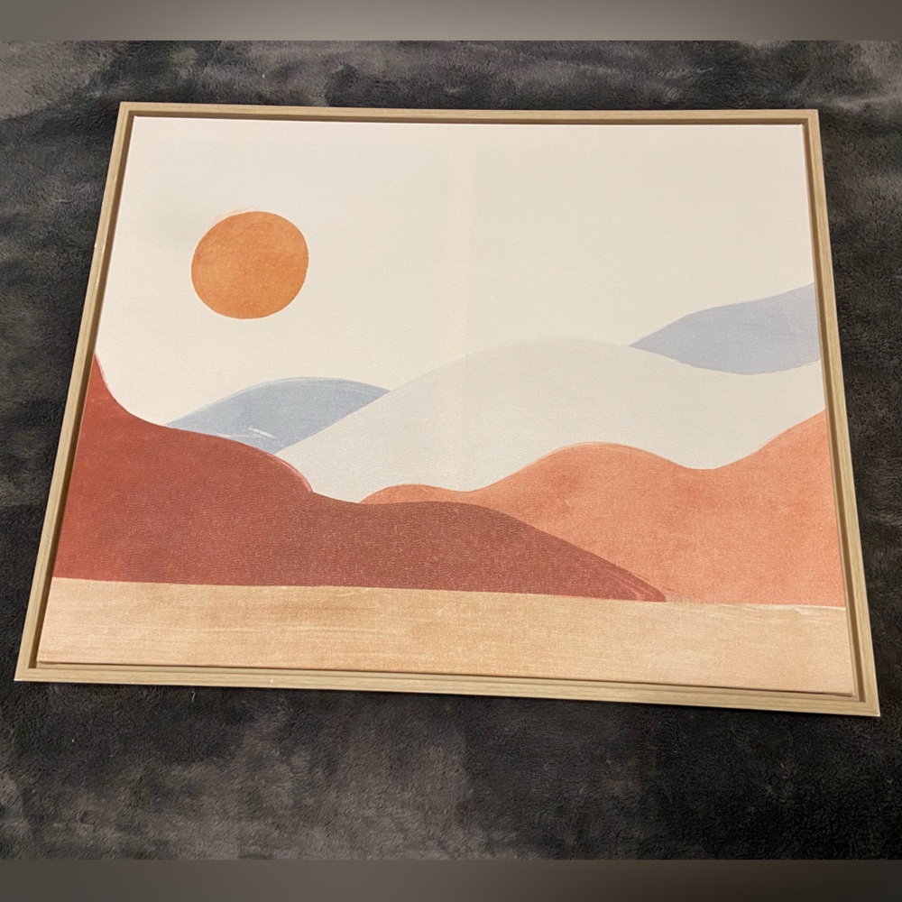 Target Abstract Landscape Art Print - Orange, Blue, Cream